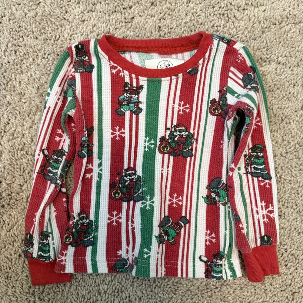 Buc-ee's Red and Green Striped Pajama Top size 2T